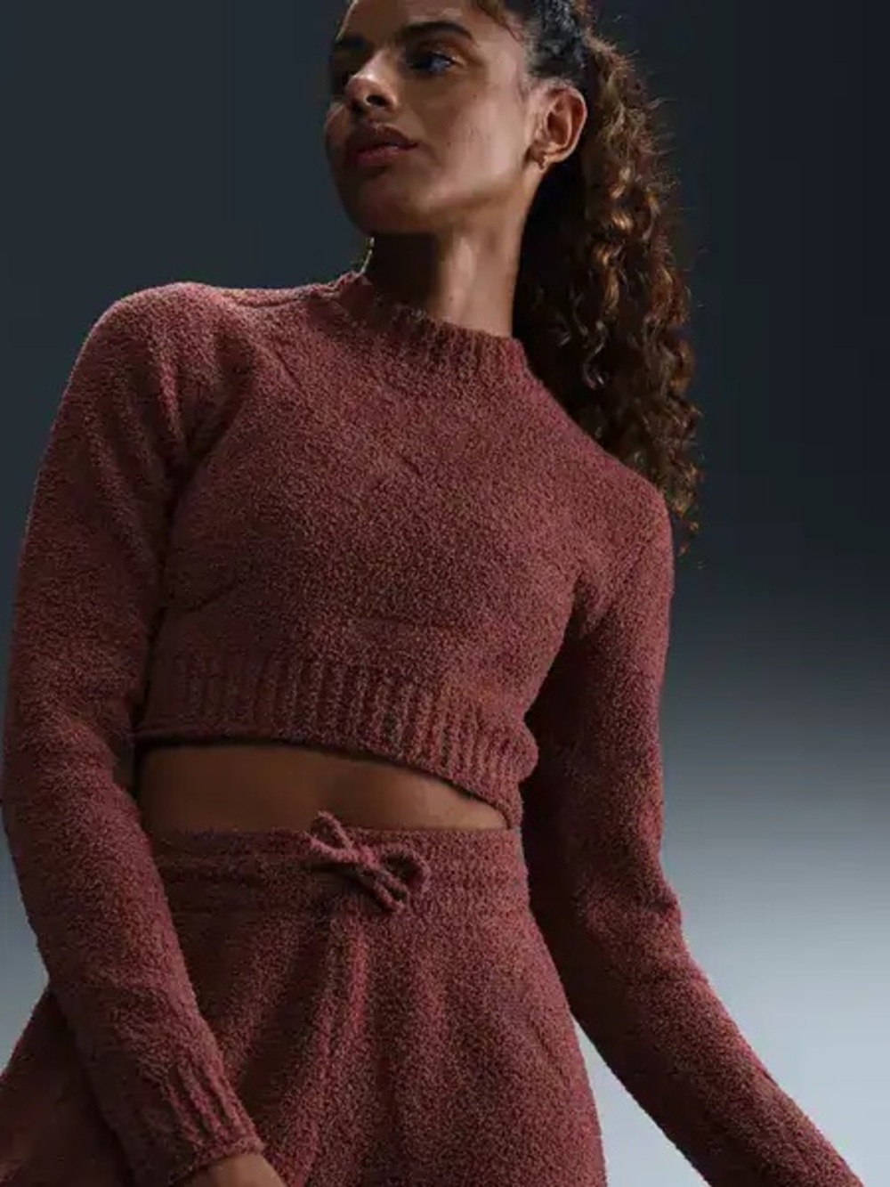 Women’s Nike Sportswear Phoenix Cozy Bouclé Knit Cropped Top Size Small